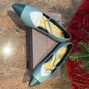 Charles & Keith Two-Tone Green Flats